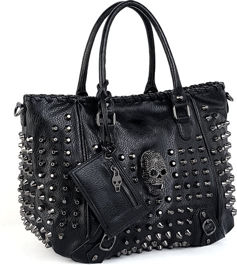 black studded leather handbags.